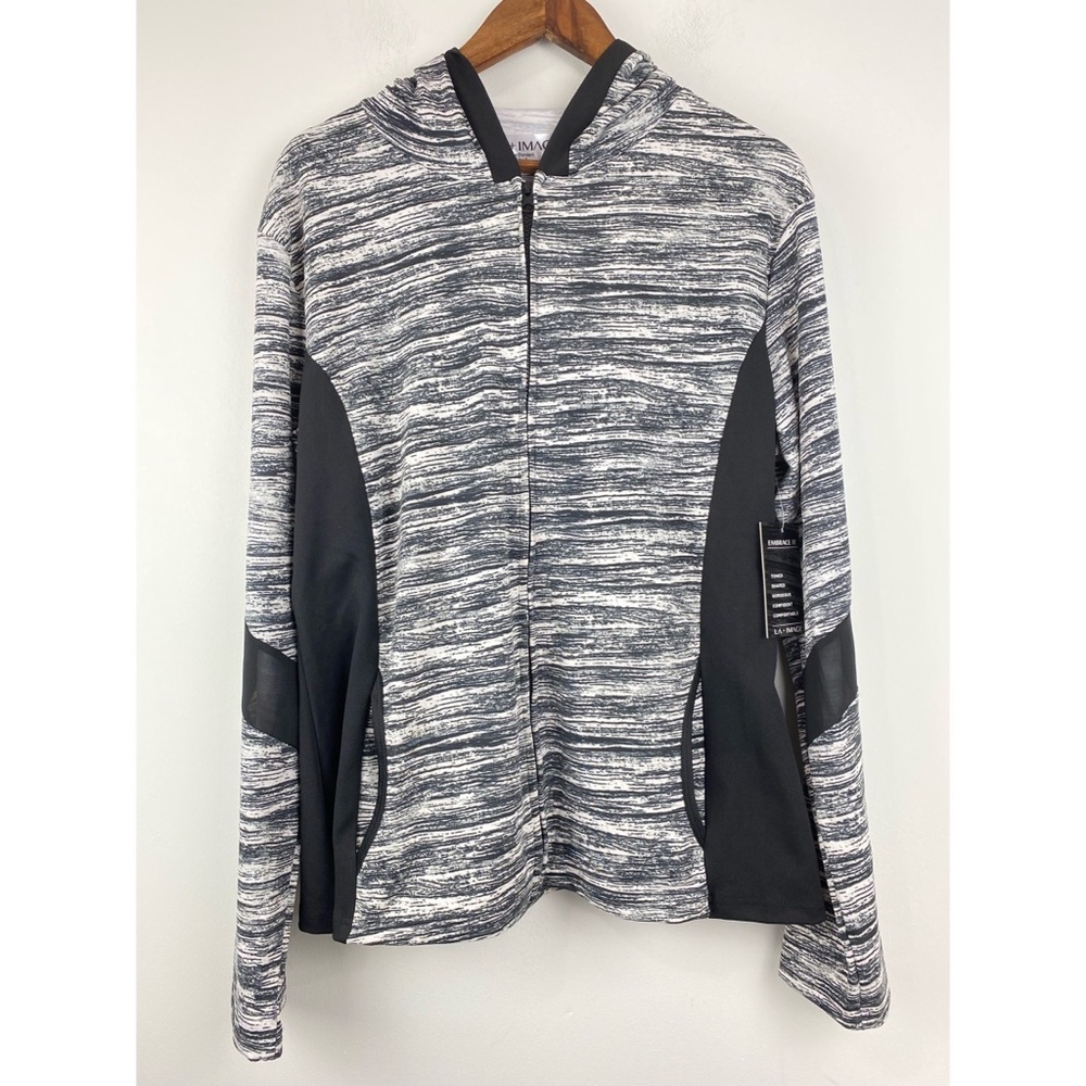 LA + Image plus size 3X Women’s Black White Full Zip Hooded Activewear Jacket